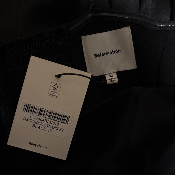 Reformation Jacques Satin Dress Black - Size 12 - Picture 4 of 4